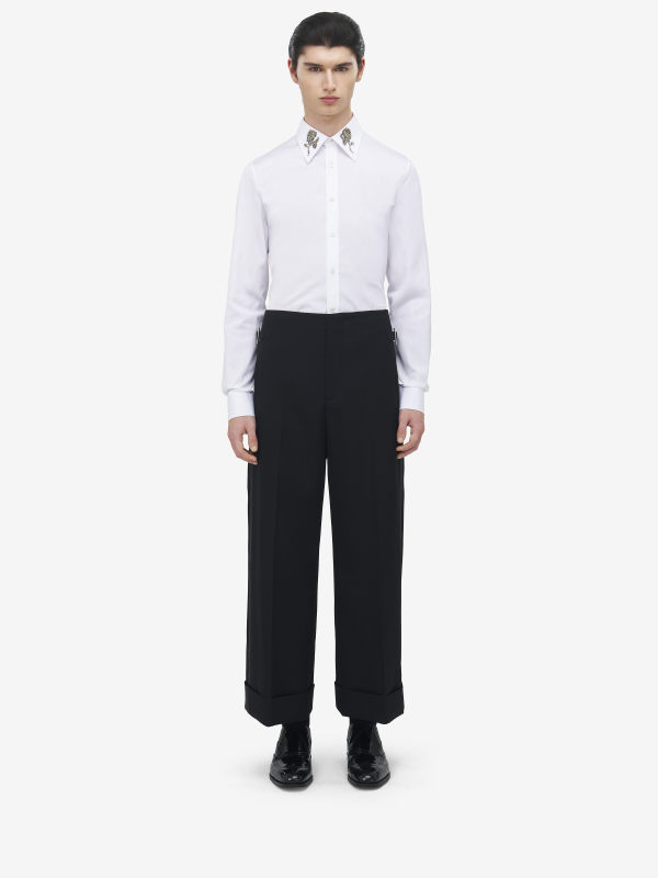 ALEXANDER MCQUEEN - Wide Leg Tuxedo Trousers - Item 826479QVAAA1000